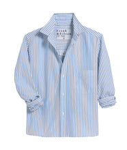 Silvio Untuckable Button-Up Shirt-  White/Blue Stripe