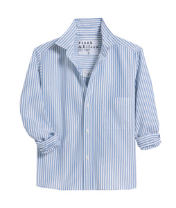 Silvio Untuckable Button-Up Shirt-  White/Blue Stripe
