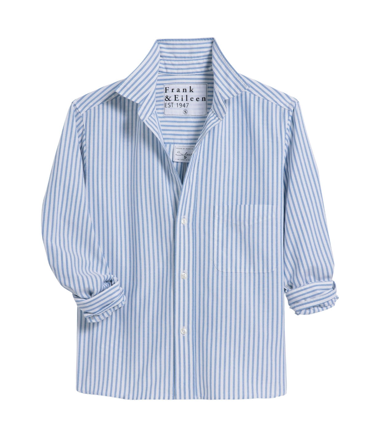 Silvio Untuckable Button-Up Shirt-  White/Blue Stripe