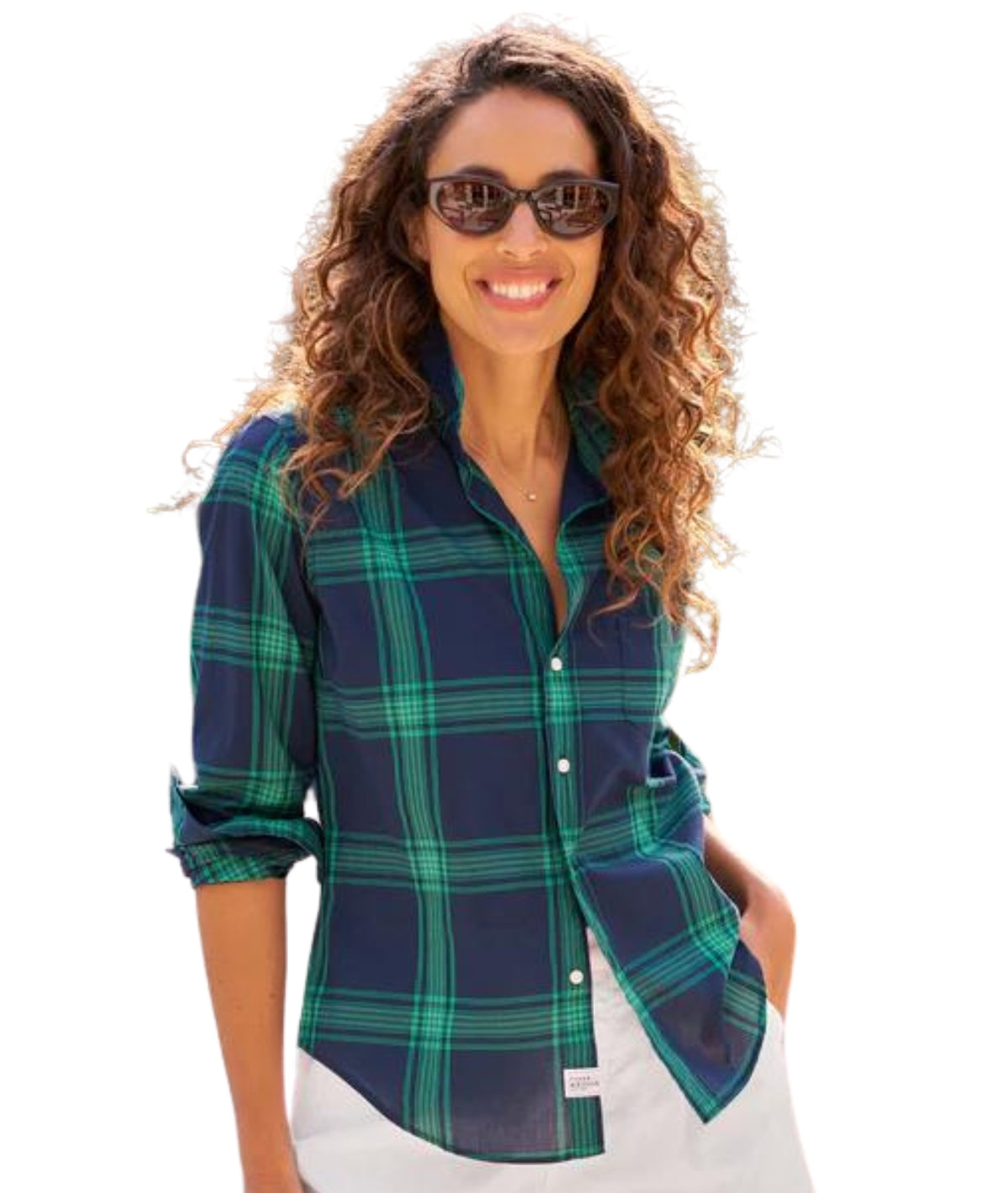 Barry Tailored Button Up Shirt- Jade/Navy Plaid