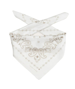 Western 100% Silk Bandana Scarf- Ivory