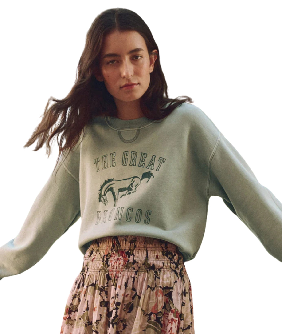 The League Sweatshirt w/ Bucking Bronco Graphic- Smoke Green