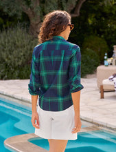 Barry Tailored Button Up Shirt- Jade/Navy Plaid