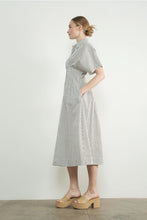 Shea Stripe Button Front Midi Dress- Black/Off White