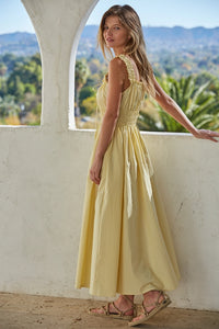 Daisy Sweetheart Neck Dress- Yellow