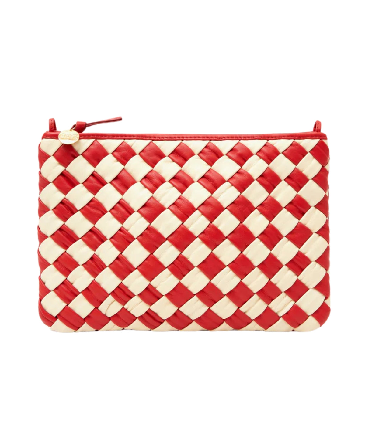 Flat Clutch w/ Tabs- Rossa & Cream Puffy Woven Nappa