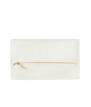 Foldover Clutch with Tabs- Brie Diagnoal Woven