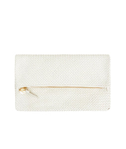 Foldover Clutch with Tabs- Brie Diagnoal Woven