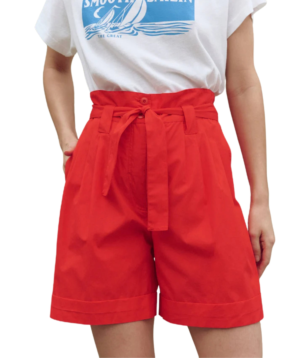 The Pleated Trouser Short- Hot Red