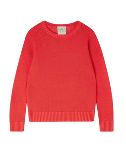 Cross Texture Crew Sweater- Coral