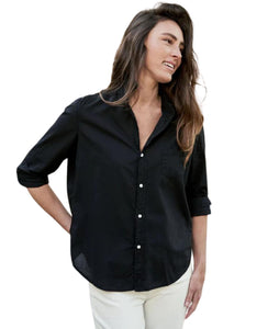 Eileen Relaxed Button-Up Shirt- Black