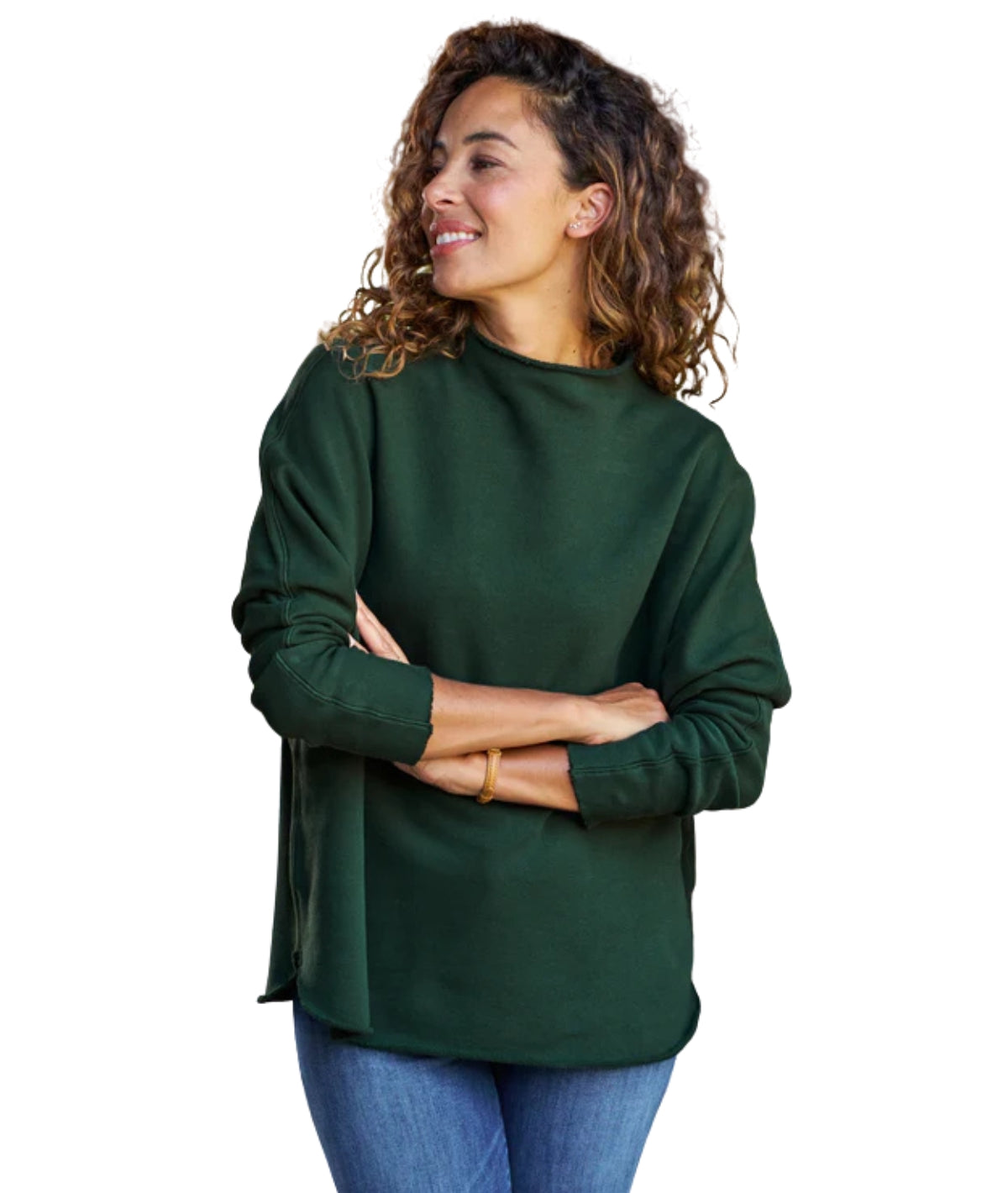 Effie Long Sleeve Funnel Neck Capelet- Evergreen