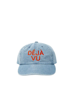 Denim Baseball Hat- Blue w/ Bright Poppy Embroidered Deja Vu