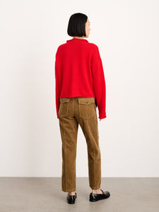 Taylor Rollneck Cardigan- Fire Red