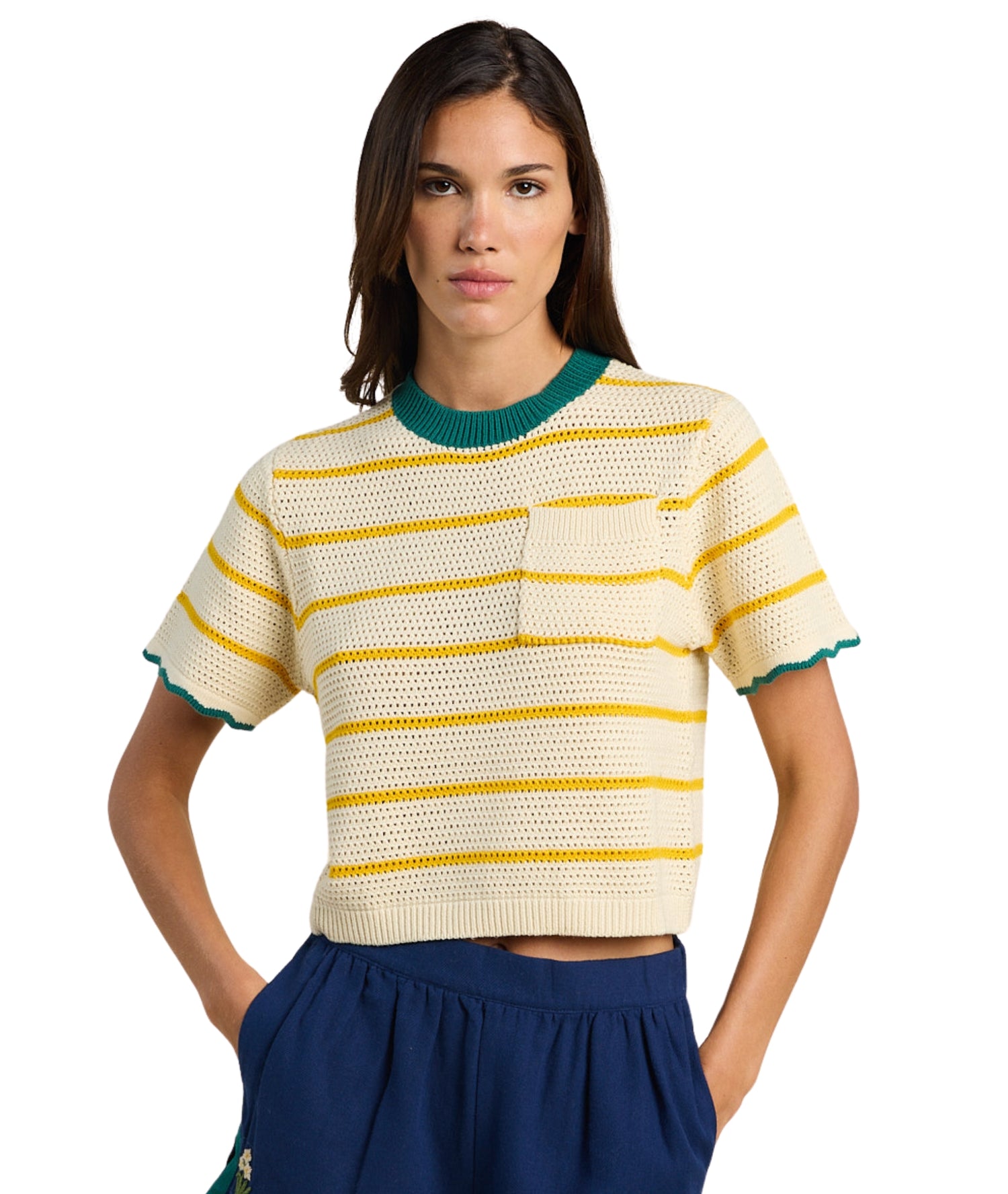 Jules Sweater T-Shirt- Yellow Stripe