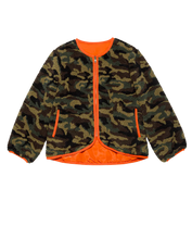 The Reversible Plush Bomber- Camo/ Hot Red