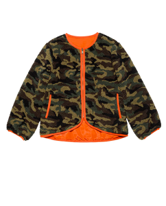 The Reversible Plush Bomber- Camo/ Hot Red