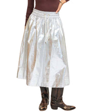 Zoelle Skirt- Silver Metallic Coated Cotton