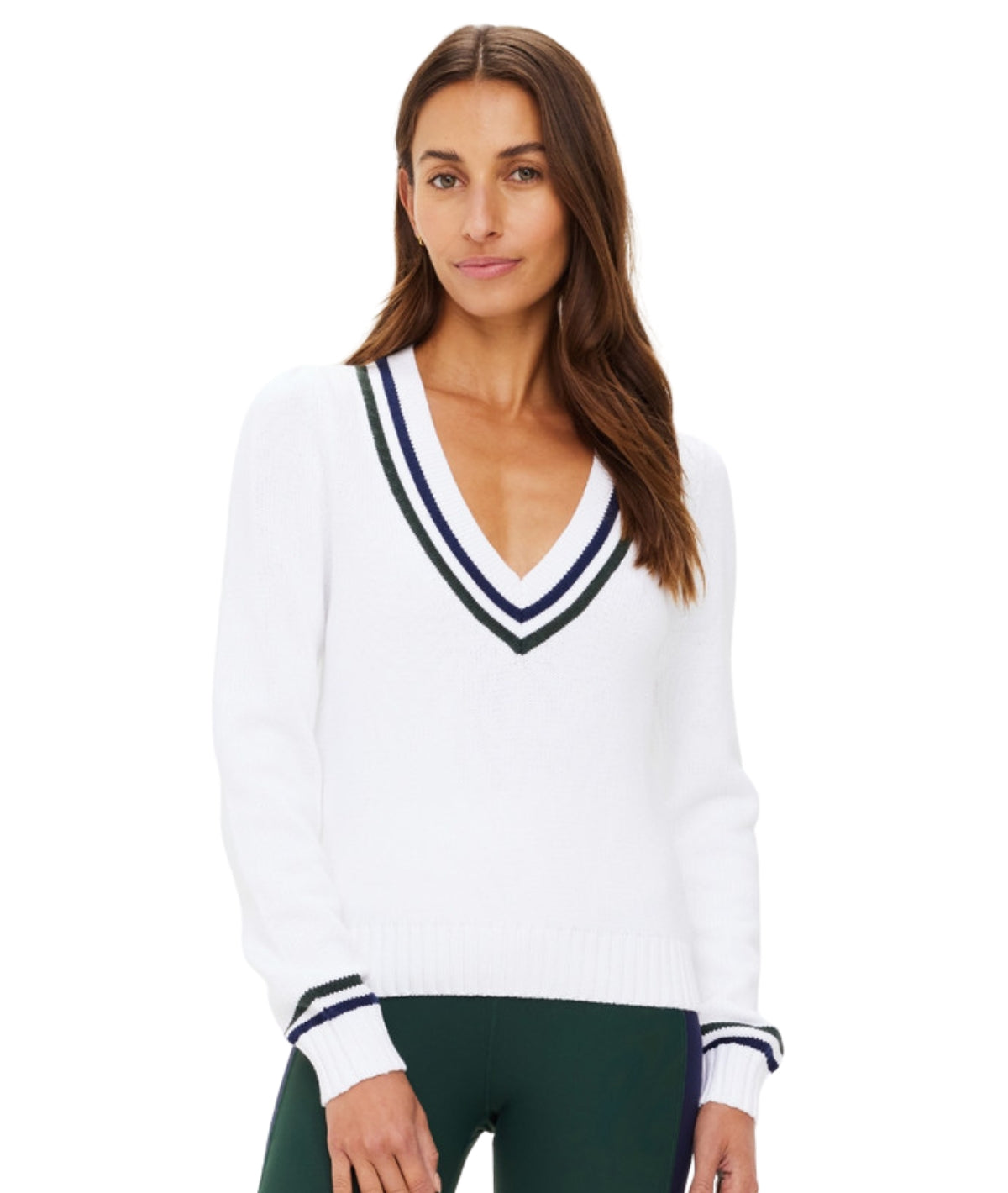 Sonny V Neck Knit Sweater- White