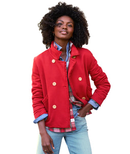 Mini Belfast Crop Peacoat- Crimson