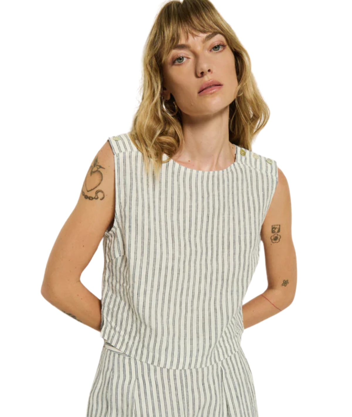 Cara Tank- Linen Stripe