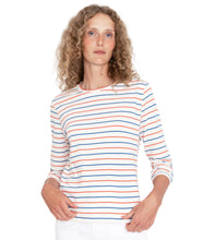The Modern Long- White/Blue/Poppy Pinstripe