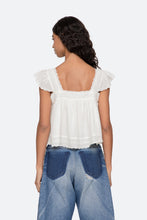 Eliza Solid Flutter Sleeve Top- White