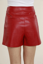 Vegan Leather Shorts- Red