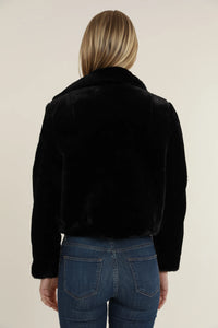 Plush Faux Fur Jacket- Black