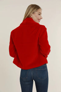 Faux Fur Jacket- Red