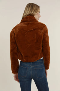 Plush Faux Fur Short Jacket- Rust