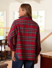 Oona Continuous Button-Up Shirt- Red Plaid