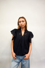 Julie Flutter Sleeve Top- Midnight