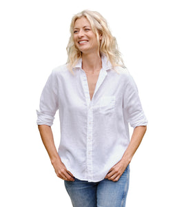 Eileen- Relaxed Button-Up Shirt- White Linen