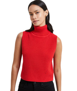 Mozart Cropped Sleeveless Jumper- Mars Red