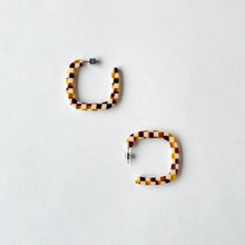 Midi Square Hoops- Tortoise Checker