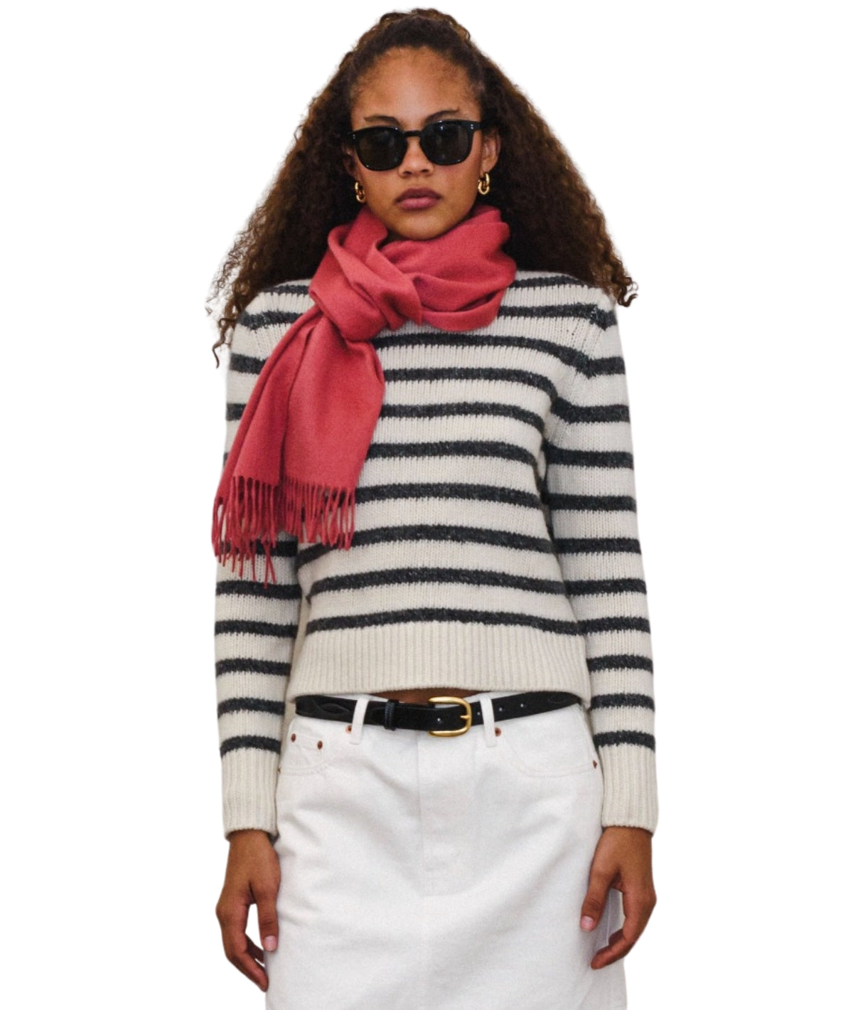 Jaime Striped Sweater- White/Ash