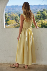 Daisy Sweetheart Neck Dress- Yellow