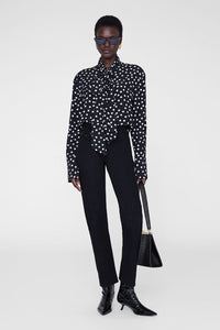 Ruby Shirt-  Black and White Double Dot Jacquard