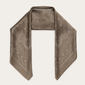 Western 100% Silk Bandana Scarf- Brown