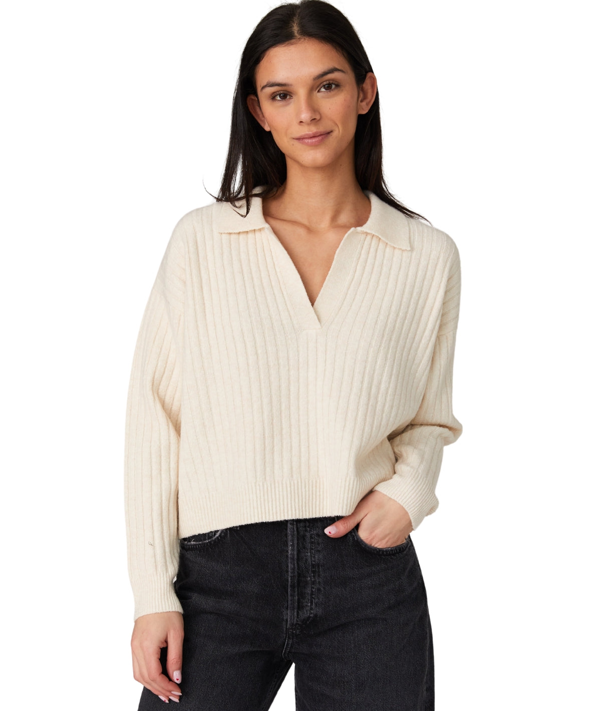 Vhari Collar Long Sleeve Jumper- Oatmeal