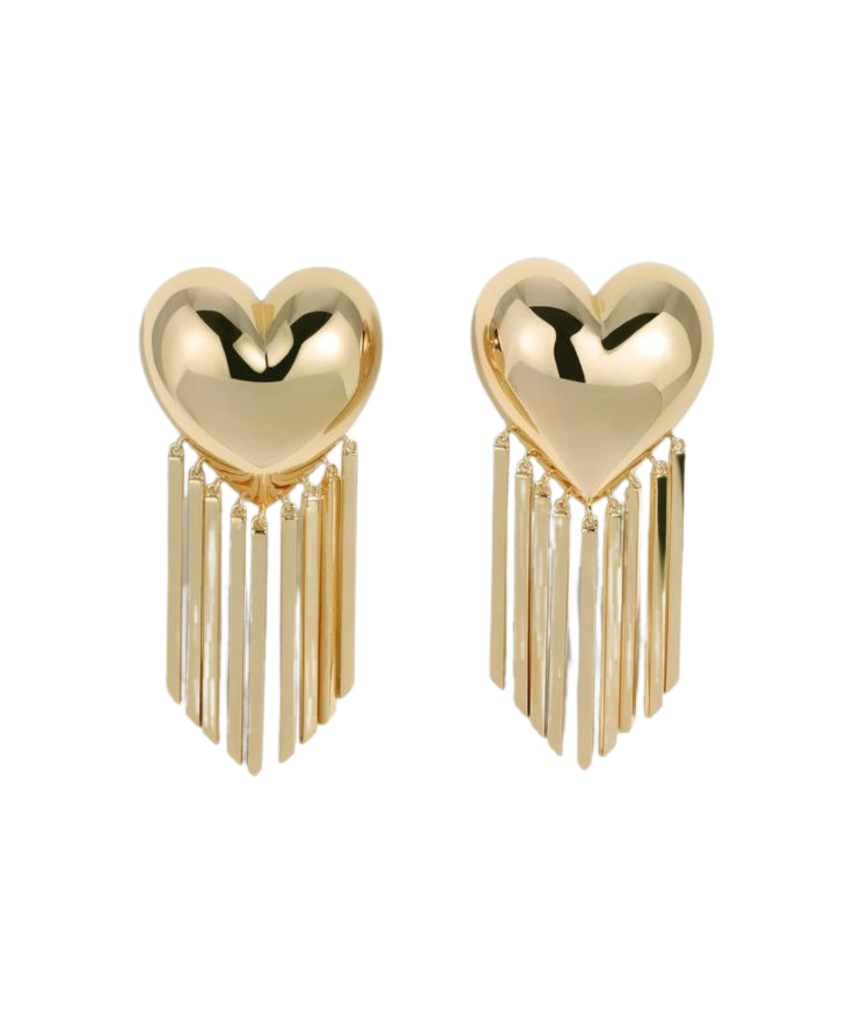 Small Bubble Heart Fringe Earrings- Gold