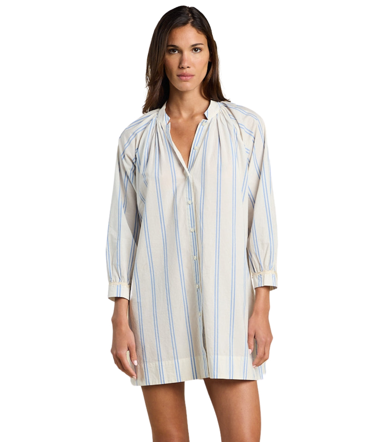 Angeline Dress- Cerulean Stripe