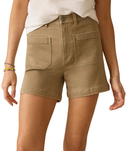 Stretch Terry Patch Pocket Short- Desert Khaki