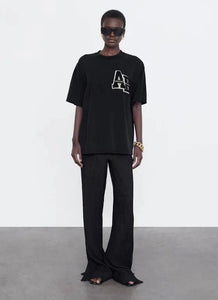Lili Tee Letterman- Black