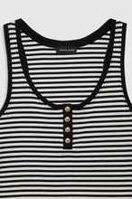 Alessia Tank- Cream and Black Stripe