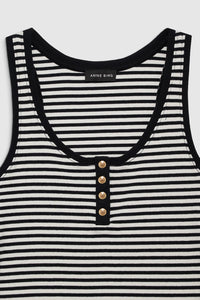 Alessia Tank- Cream and Black Stripe