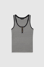 Alessia Tank- Cream and Black Stripe