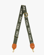 Adjustable Crossbody Strap- Army w/ Cream Embroidered Ciao