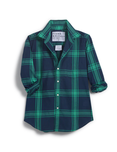 Barry Tailored Button Up Shirt- Jade/Navy Plaid